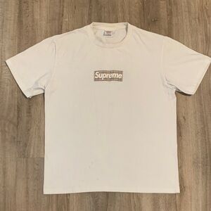 Supreme Burberry White Tee with Plaid Logo